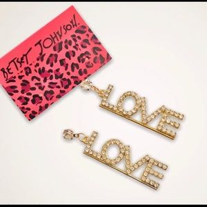 Betsey Johnson Gold Bling Love Earrings